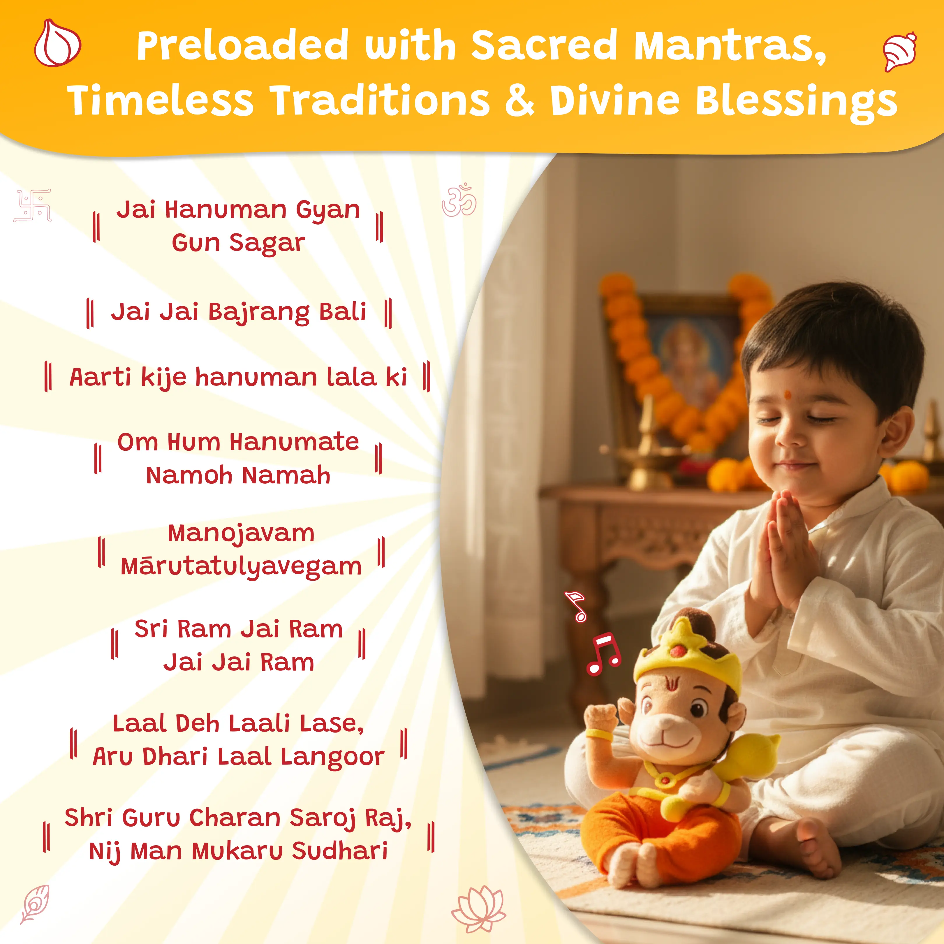 Divine Plush Toys - Mantra Chanting Hanuman WonderBuddy India
