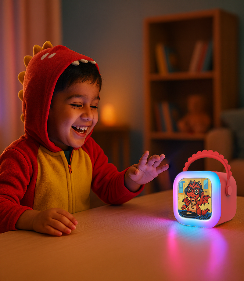 Two children playing together with StoryBox Mini