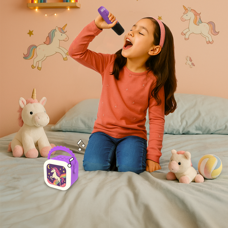 Two children playing together with StoryBox Mini