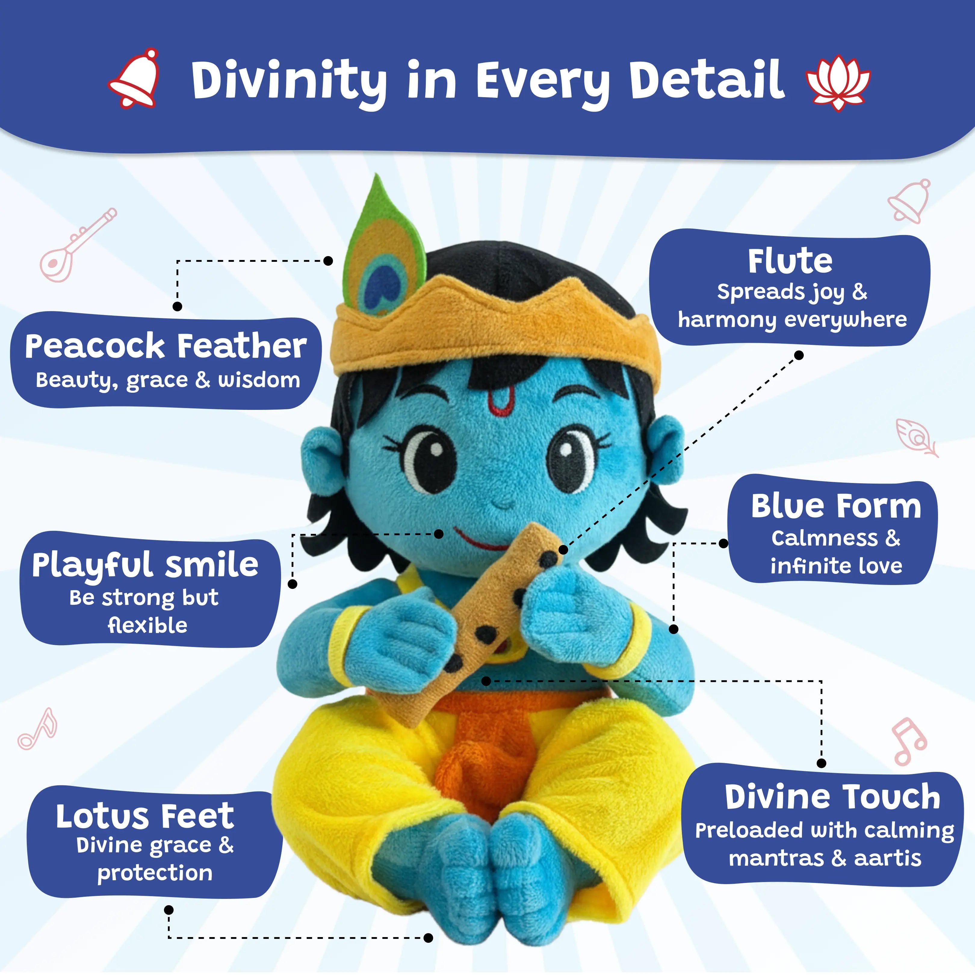 Divine Plush Toys - Mantra Chanting Krishna WonderBuddy India
