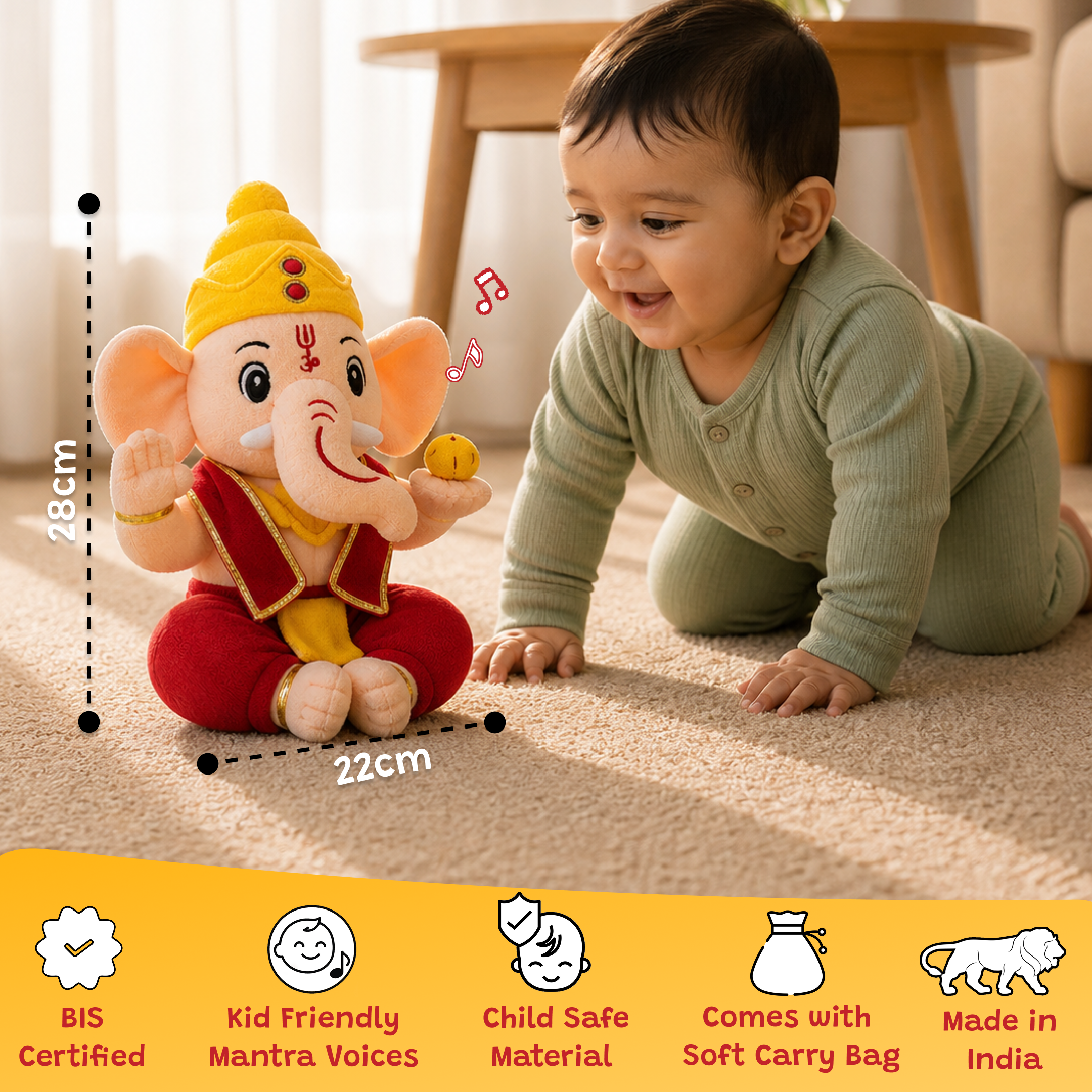 Divine Plush Toys - Mantra Chanting Ganesha (28cm)
